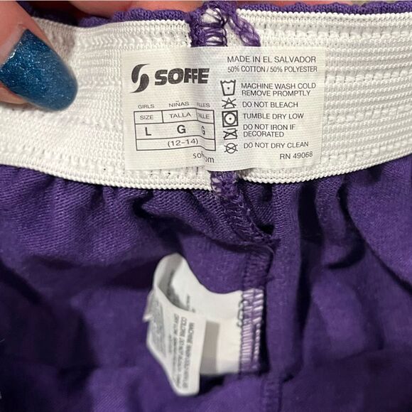 Soffee G Athletic Shirts Drawstring Elastic Waist Pull On Purple L 12-14 NWT - Picture 3 of 5